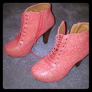 Pink lace heels